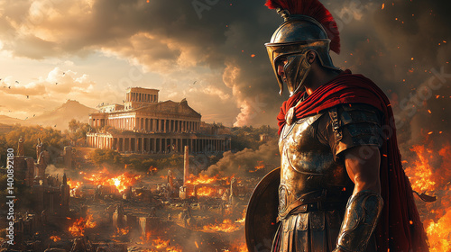 Neoptolemus, Son of Achilles, Standing Among the Ruins of Troy