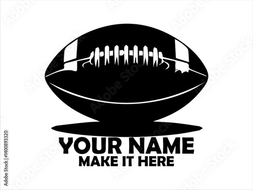Detailed black and white illustration of an American football with textured surface and laces. Sport concept, American football logo design and American football vector design