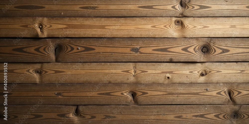 Naklejka premium Rustic Brown Wooden Planks with Knots and Grain Detail A Textured Background Image Perfect for Design Projects