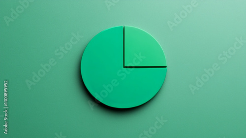 A minimalist green pie chart segment on a textured background, symbolizing data representation and analysis.