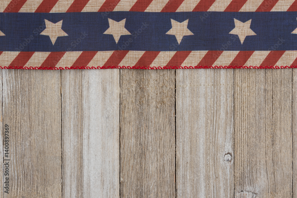 Retro USA red, white and blue stars on wood American background
