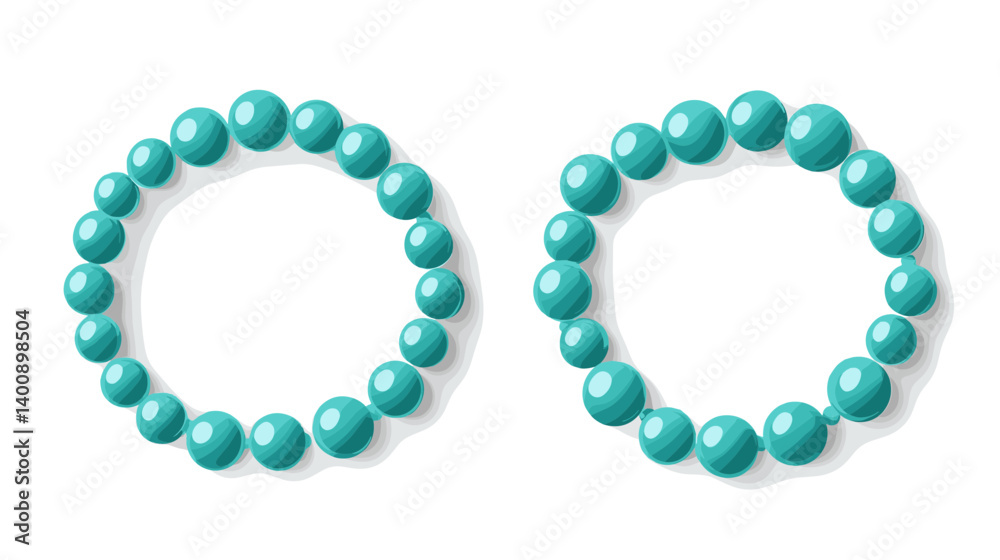 Obraz premium Two Teal Bead Necklaces on White Background