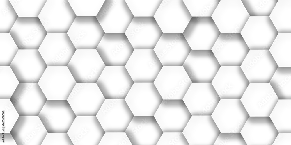Naklejka premium Abstract white background. Luxury white pattern with hexagons. abstract 3d hexagonal background. modern background with hexagons. Geometric mesh cell texture. modern futuristic wallpaper.