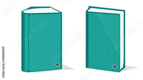 Two Teal Hardcover Books Illustration
