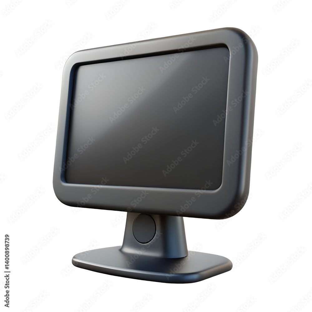 3D Black Computer Monitor Icon, Modern Realistic Plastic Style, Isolated 3D Black Computer Monitor Icon, Modern Realistic Plastic Style, Isolated
