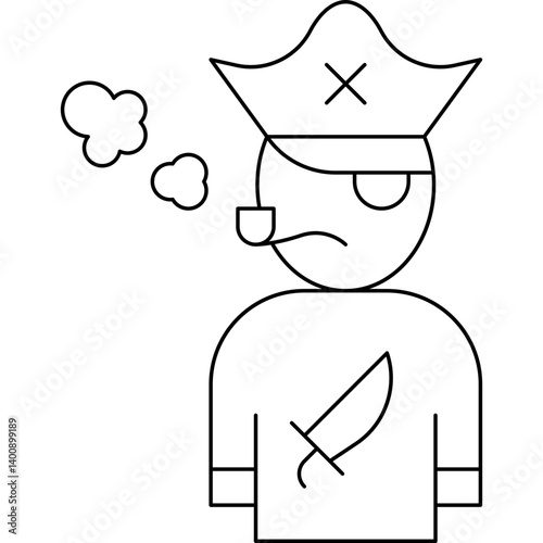 Pirate with Smoking Pipe icon single vector illustration