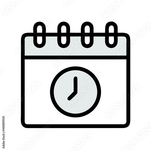 Calendar Page with Clock Time Symbol Icon Design