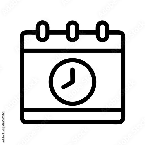 Calendar Page with Clock Time Symbol Icon Design