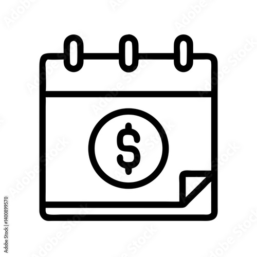 Calendar Page with Dollar Symbol Icon Design