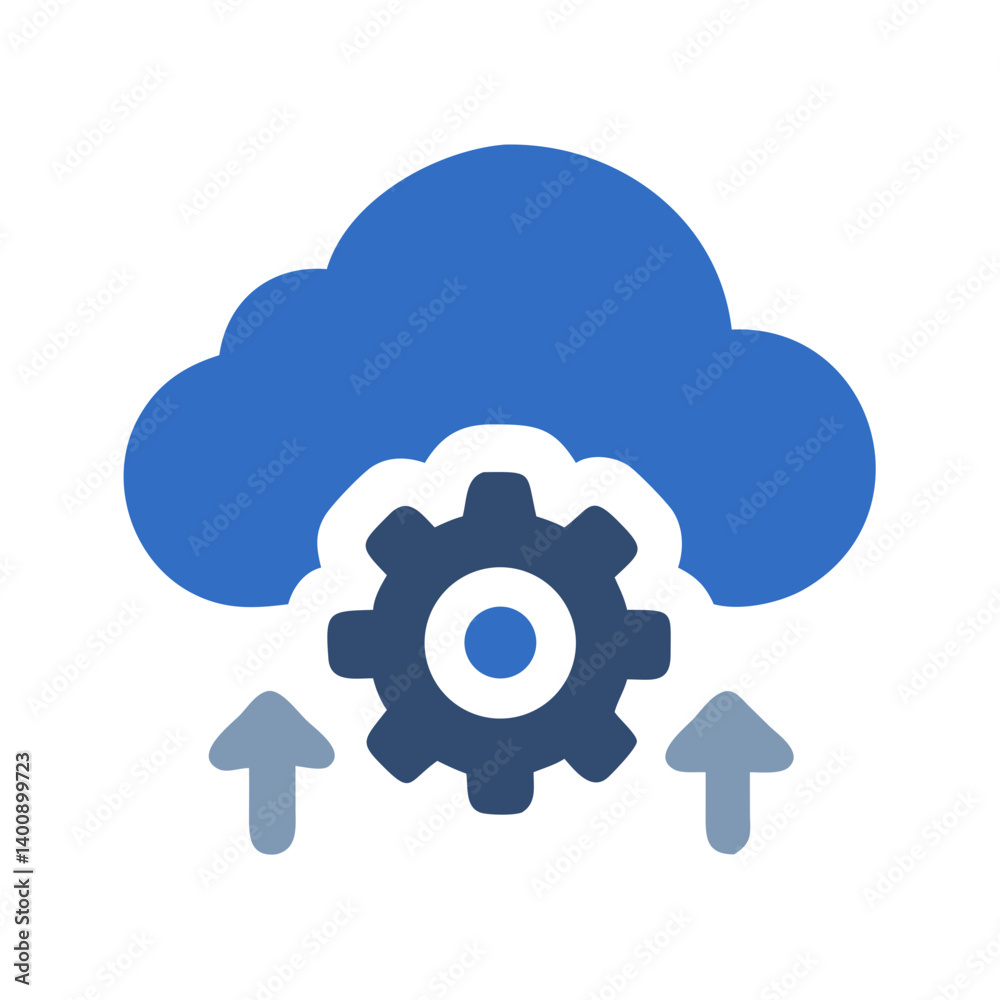 Cloud Upload with Gear Symbol Icon Design Cloud Upload with Gear Symbol Icon Design