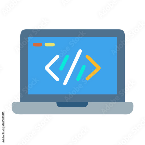 Laptop Screen Showing Code Symbols Icon Design