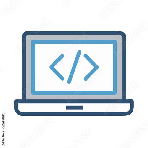 Laptop Screen Showing Code Symbols Icon Design