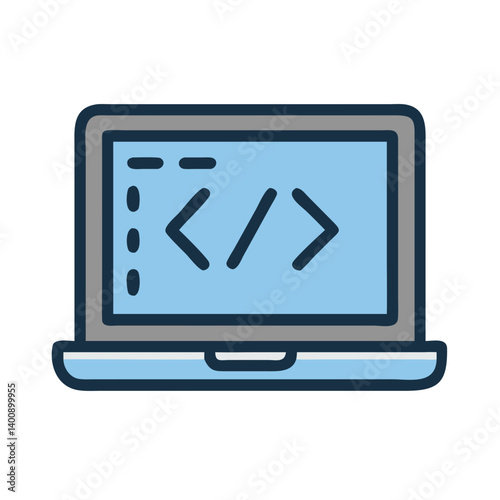 Laptop Screen Showing Code Symbols Icon Design