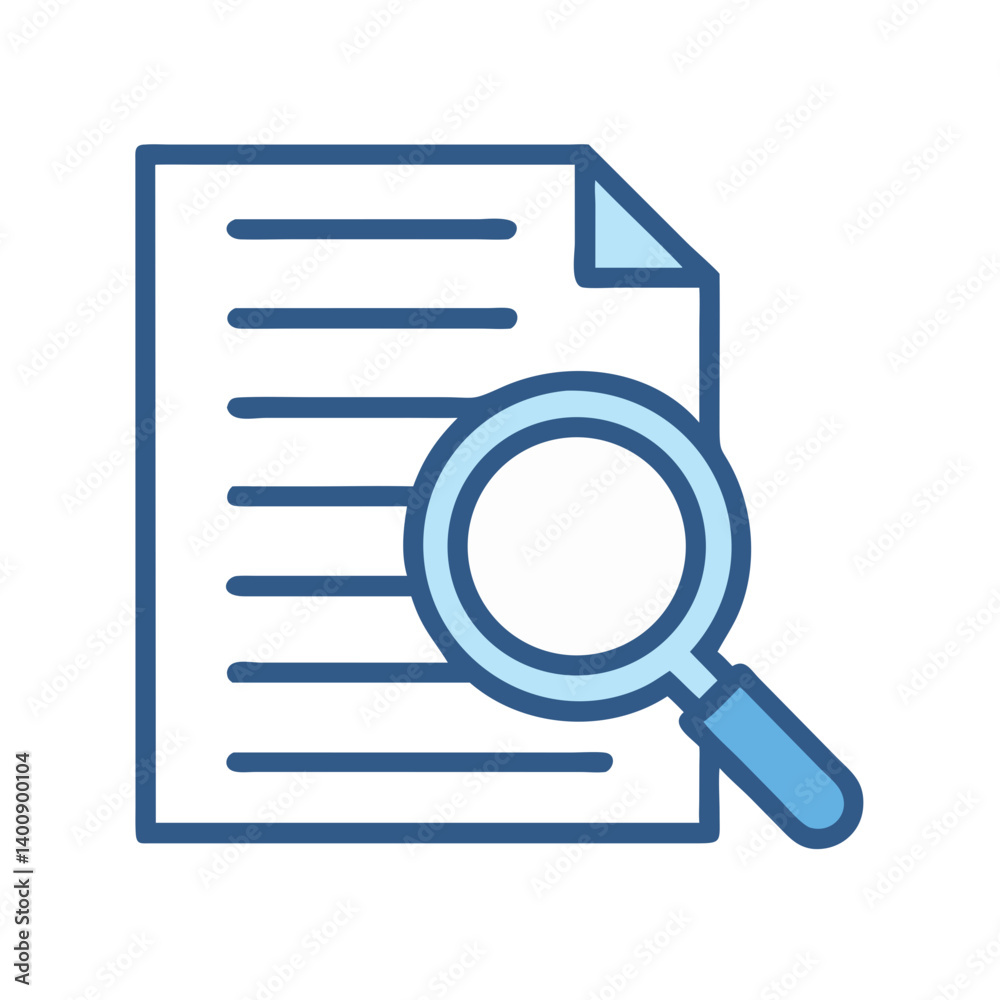 Paper Document with Magnifying Glass Icon Design Paper Document with Magnifying Glass Icon Design