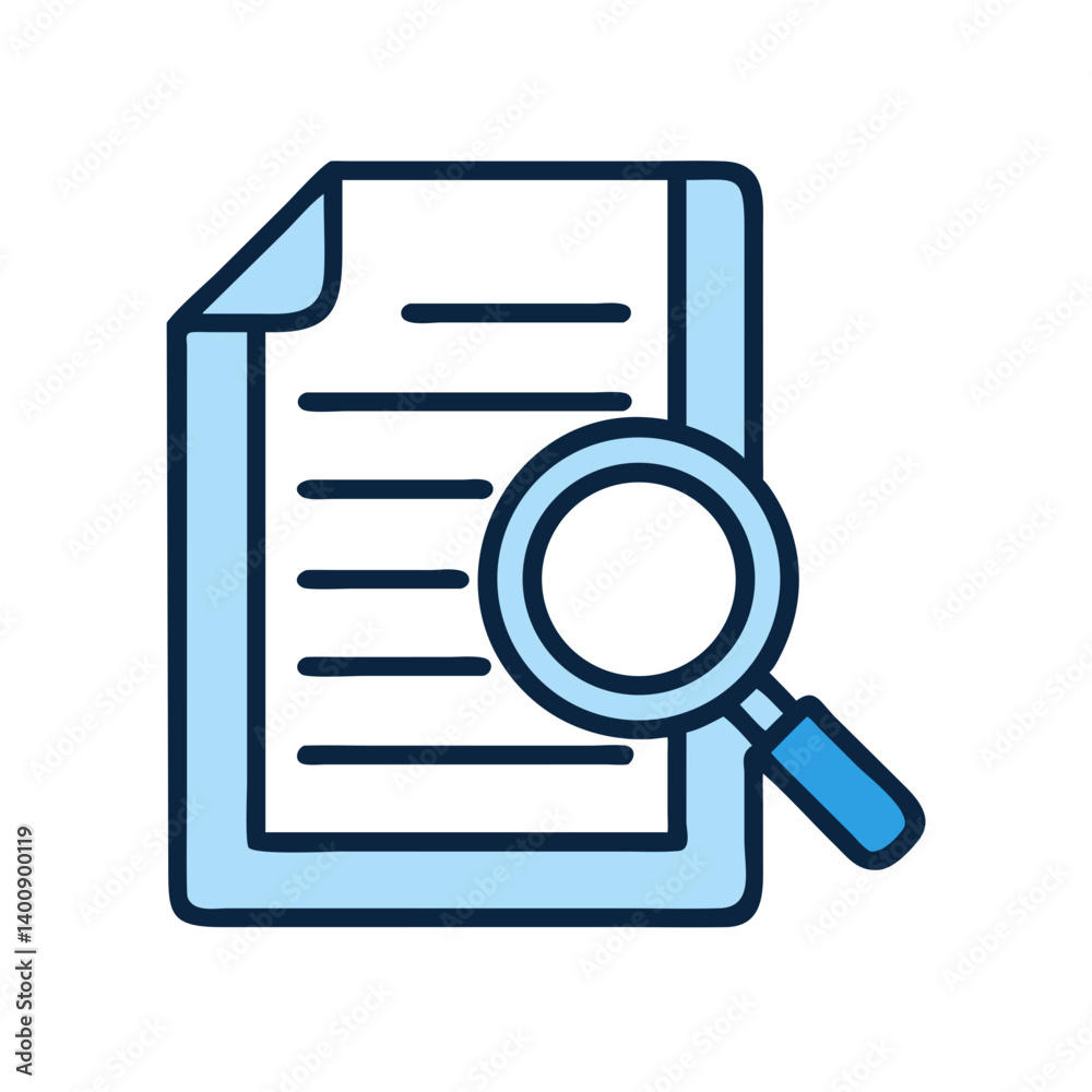 Paper Document with Magnifying Glass Icon Design Paper Document with Magnifying Glass Icon Design