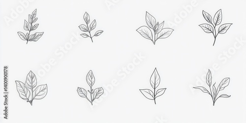 minimalistic farm basil icons set