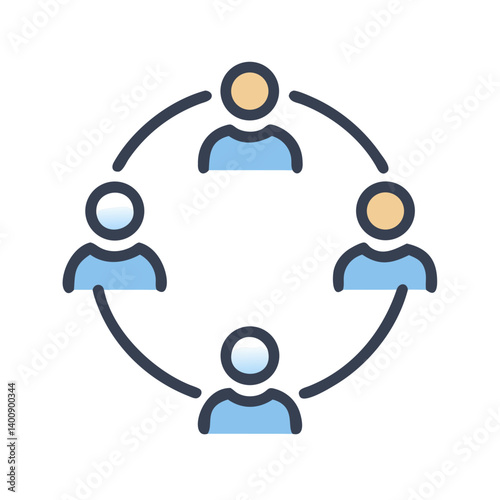 Team Collaboration in Circular Formation Icon Design