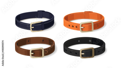 Collection of Four Leather Belts in Various Colors