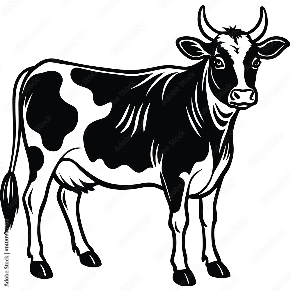 Adobe Illustrator ArtwoBlack and white cow-vector drawing-isolated white backgroundrk Adobe Illustrator ArtwoBlack and white cow-vector drawing-isolated white backgroundrk