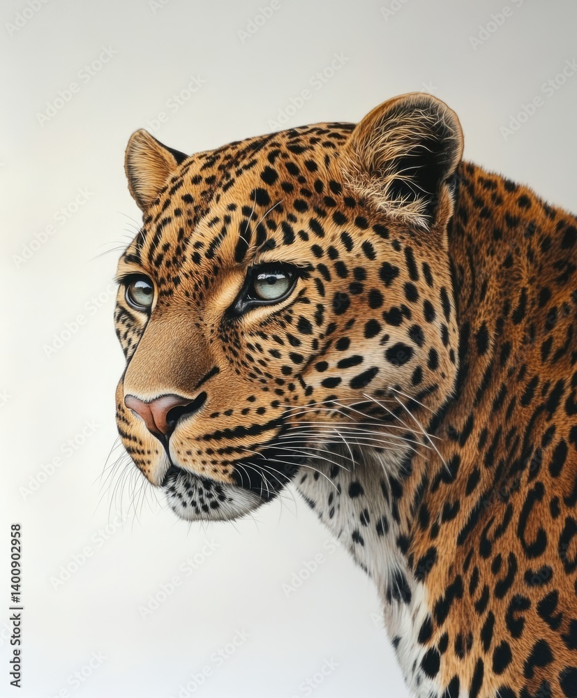 Fototapeta premium Leopard portrait, detailed spots, focused gaze