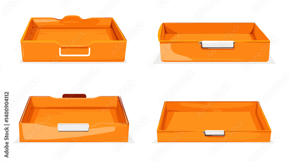 Four Orange Cardboard Boxes on White Background Four Orange Cardboard Boxes on White Background
