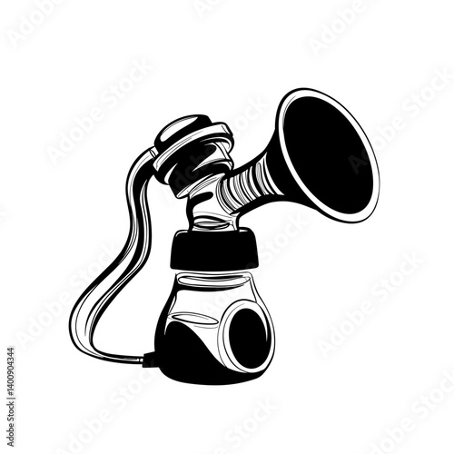 Breast pump in black and white illustration  