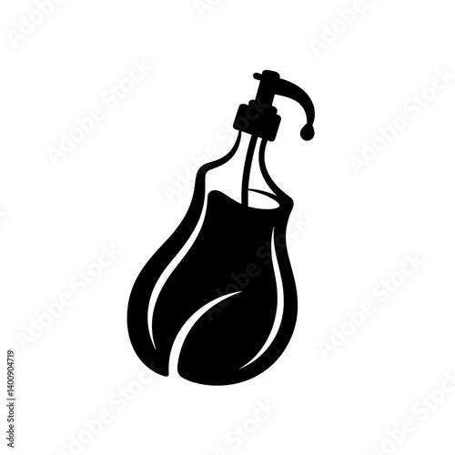 Tummy Oil Bottle Icon in Black Silhouette Style  