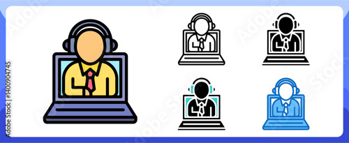 Customer Support and Service Icon Customer Support and Service Multi Style Design Vector Concept