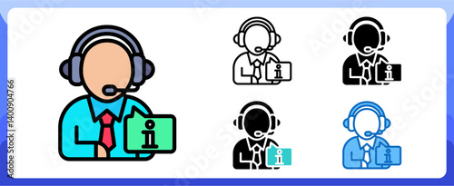 Customer Support and Service Information Icon Customer Support and Service Multi Style Design Vector Concept