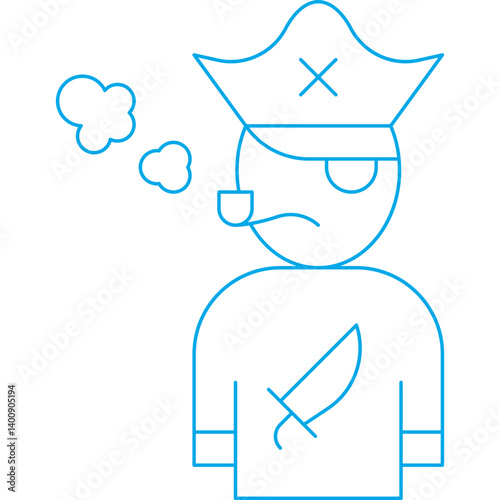 Pirate with Smoking Pipe icon single vector illustration