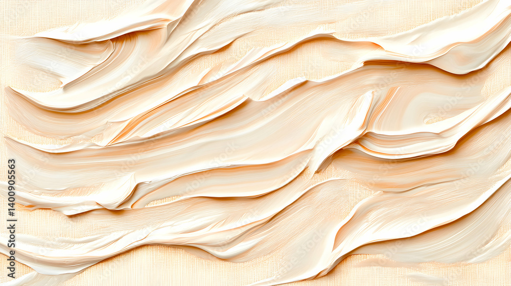 Abstract Textured Waves In Soft Cream And Beige Tones On Canvas Abstract Textured Waves In Soft Cream And Beige Tones On Canvas