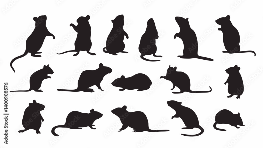 Rat Silhouette vector set Rat Silhouette vector set
