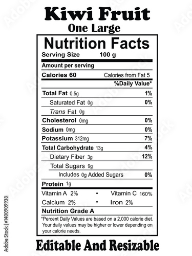 Nutritional value of kiwi fruit, nutritional value for kiwi,  kiwi fruit nutrition facts, kiwi nutrition facts, nutrition facts label.