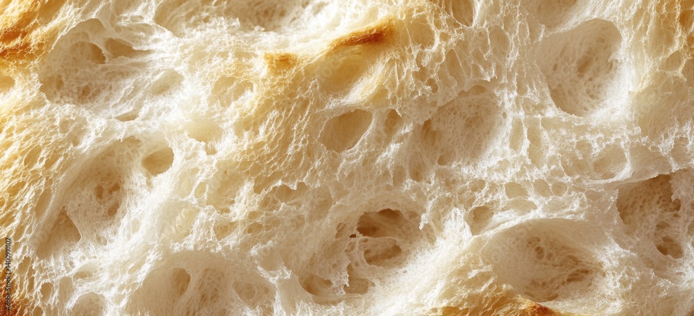 Obraz premium Close-up of white bread texture, top view, macro photography, highly detailed, high resolution