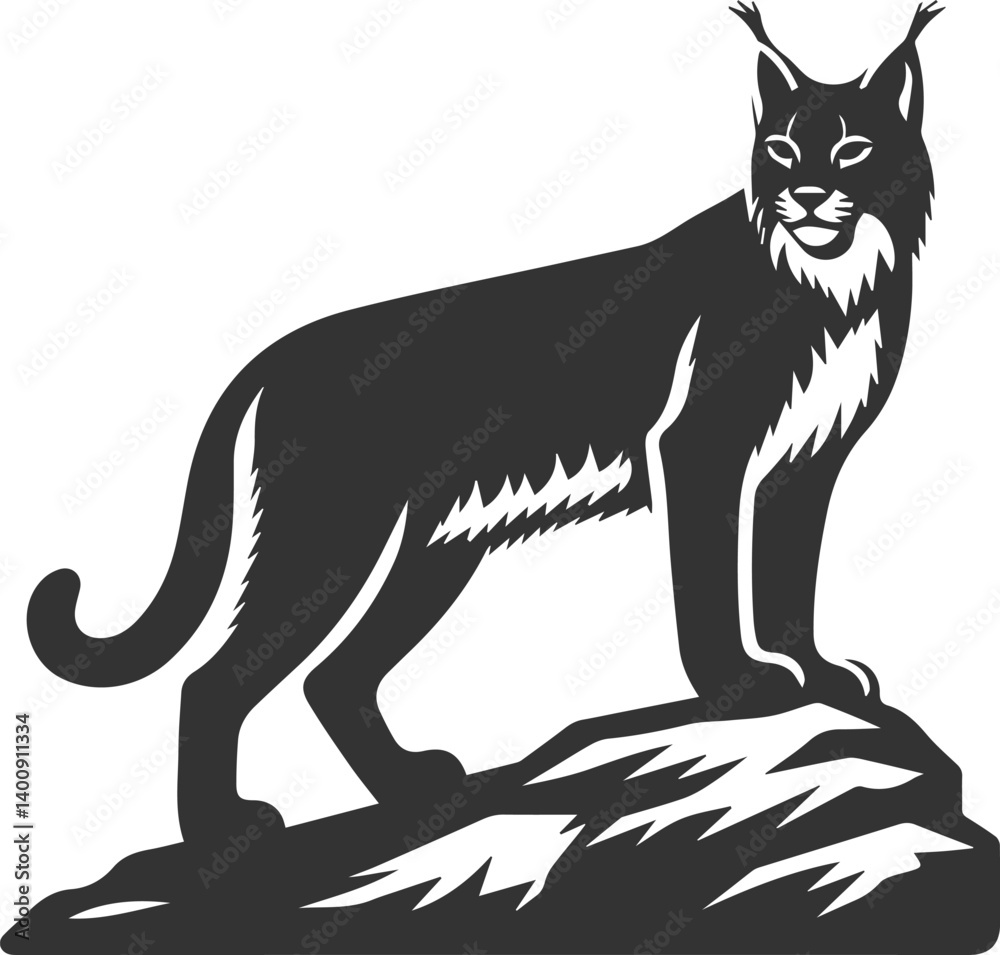 Silhouette of a lynx animal vector
