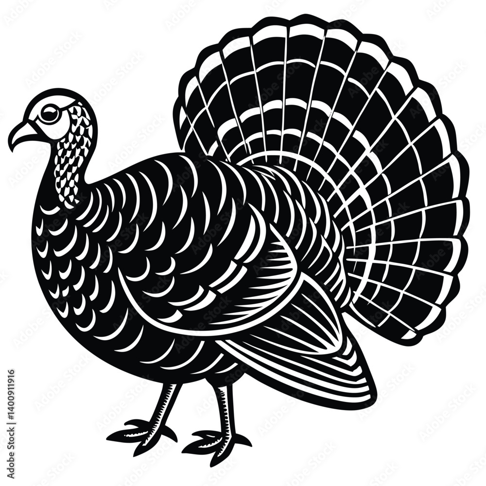Fototapeta premium Adobe Illustrator ArtwBlack Turkey on Black Background with 'Turkey' Text | Printable Graphic Designork
