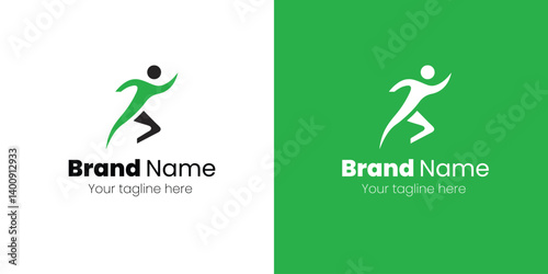 Dynamic logo design featuring a stylized running figure, perfect for a fitness or sports brand.