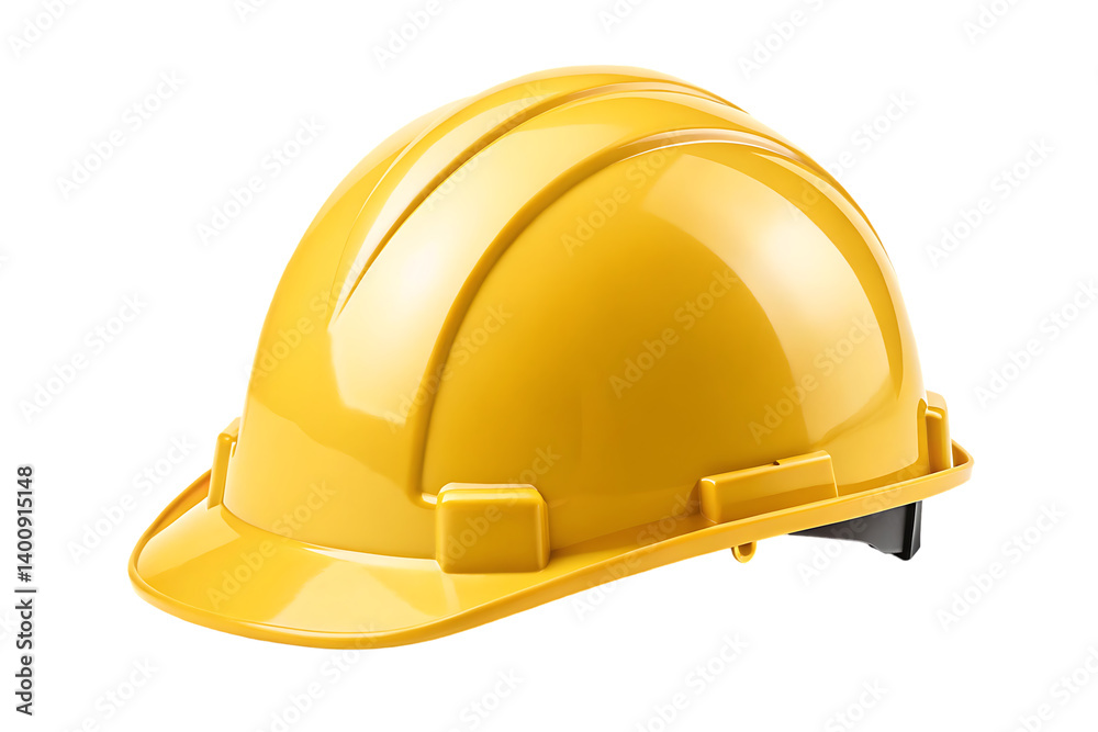 Fototapeta premium High-Quality Yellow Construction Safety Helmet for Industrial and Workplace Protection isolated on white background .