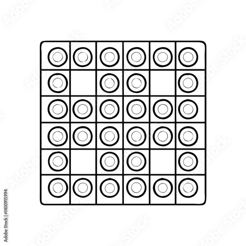 A Simple Line Drawing of a Peg Solitaire Game Board Showing the Initial Setup