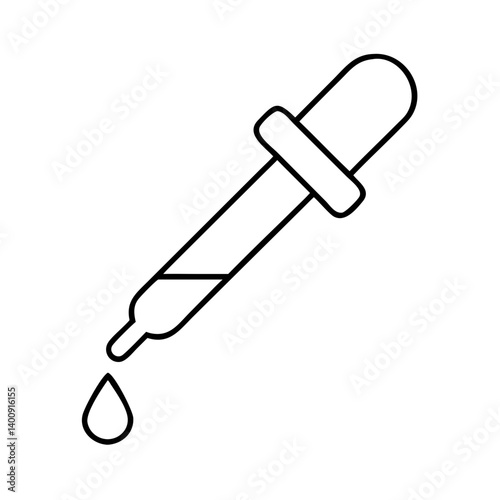 A simple line drawing of a dropper dispensing a single drop of liquid a pipette for precise measurements laboratory tool medical equipment essential oil application
