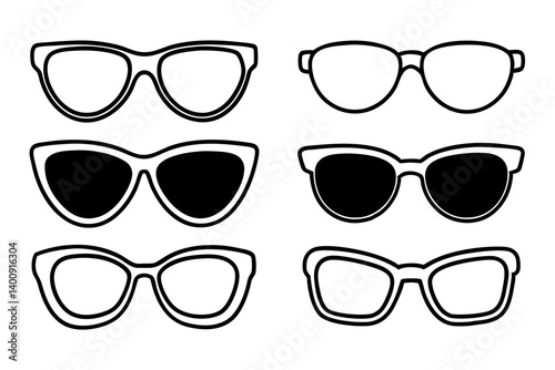 set of sunglasses silhouette vector illustration
