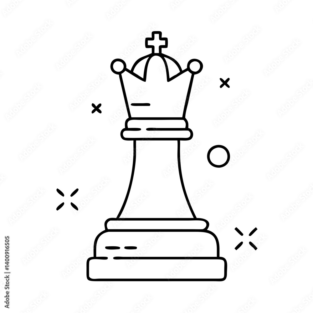 Chess Queen Piece Line Art Illustration Strategic Game Powerful Leadership Concept Chess Queen Piece Line Art Illustration Strategic Game Powerful Leadership Concept