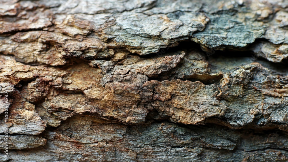 Detailed close-up of rough tree bark texture with brown and gray tones. Detailed close-up of rough tree bark texture with brown and gray tones.