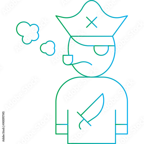 Pirate with Smoking Pipe icon single vector illustration