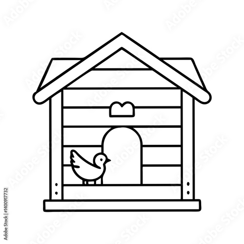 A charming little birdhouse with a cute bird resting outside a wooden structure