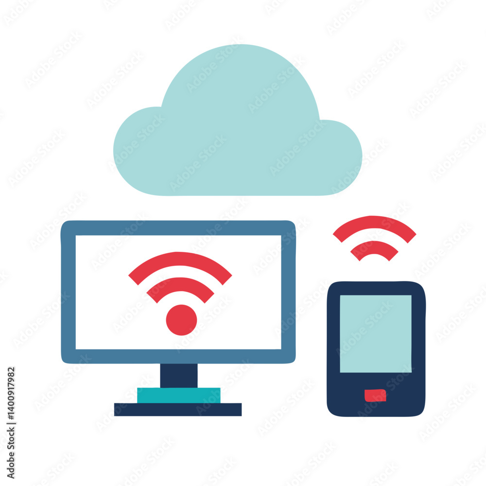 Remote Access Icon Depicting Cloud Connectivity and Devices Remote Access Icon Depicting Cloud Connectivity and Devices
