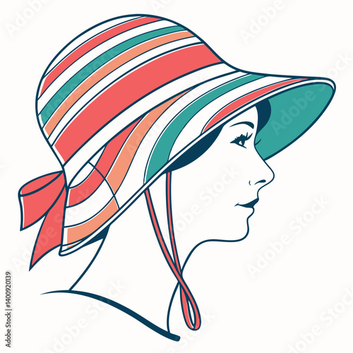 summer hat silhouette vector illustration