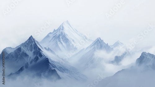 Wallpaper Mural Misty mountain peaks with a blank sky and soft lighting, ideal for poster backgrounds Torontodigital.ca