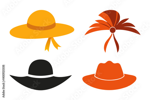 set of summer hat silhouette vector illustration