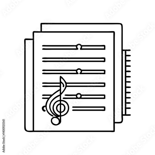 A Stack of Music Sheets with a Treble Clef Note